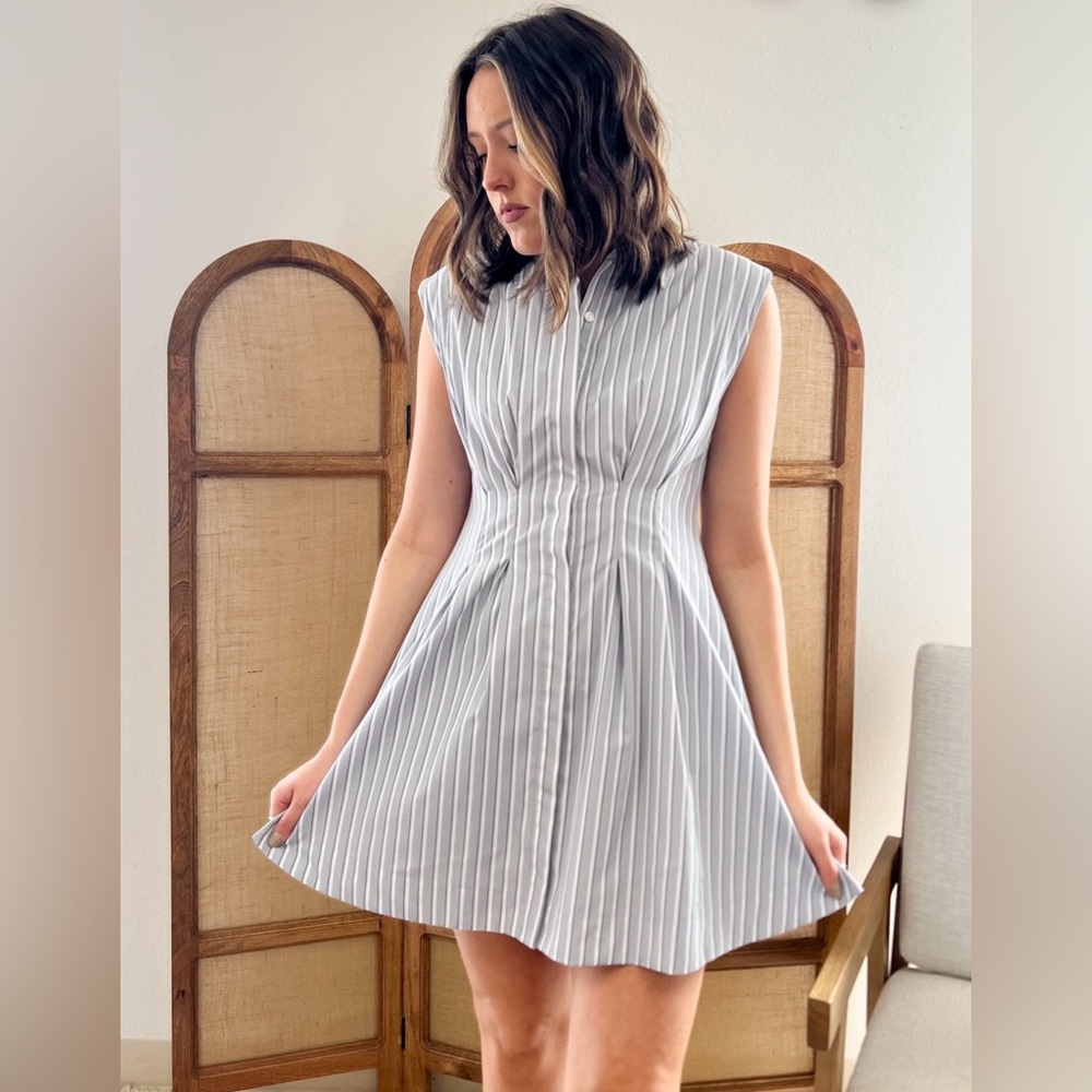 Steve Madden Maisha Stripe Poplin Mini Shirtdress